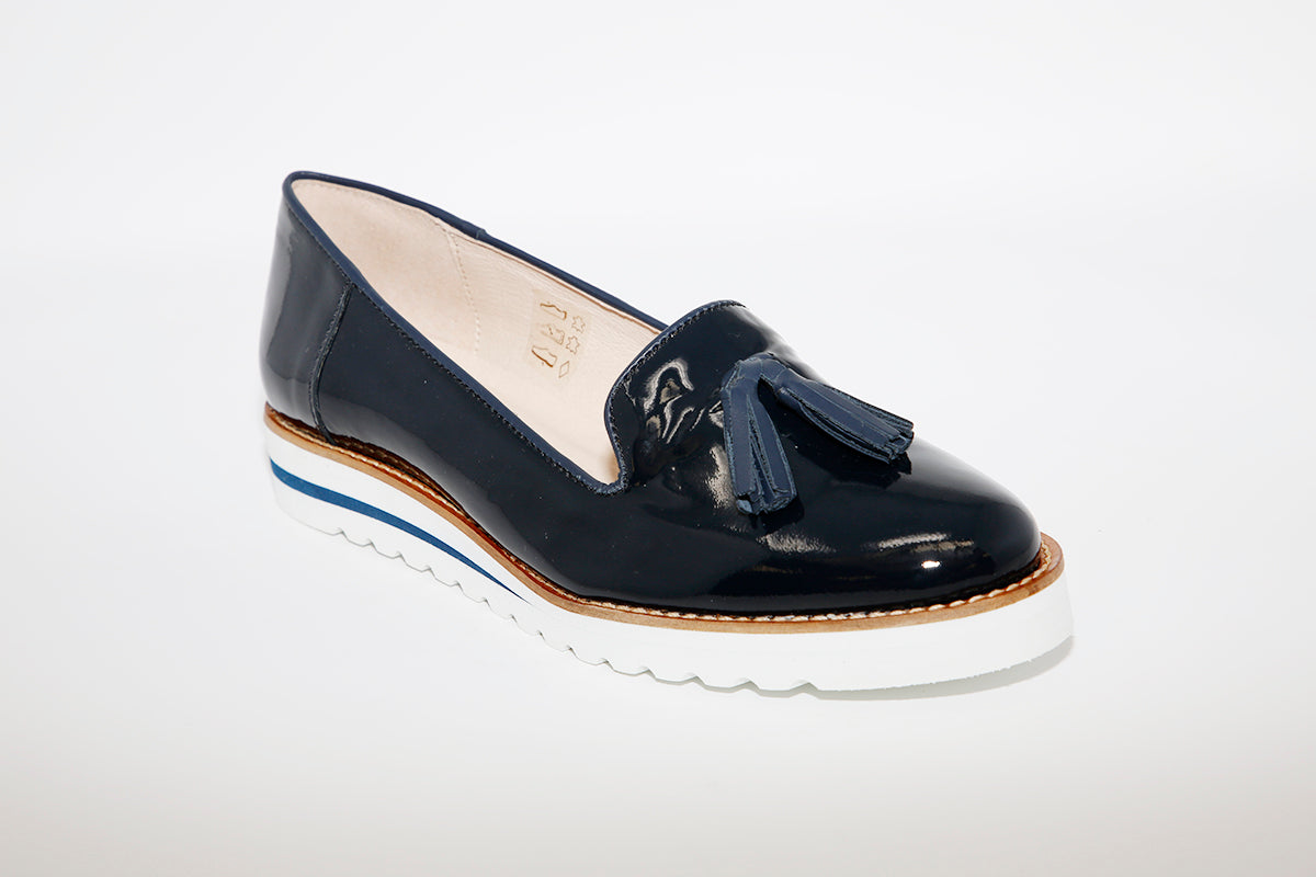 NANO - LOW WEDGE SLIP ON SHOE - NAVY PATENT
