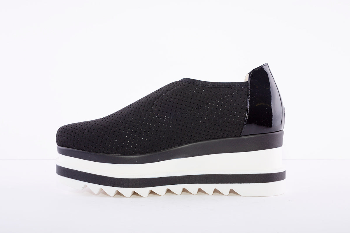 MARCO MOREO - Stretch Fabric Platform Shoe - Black
