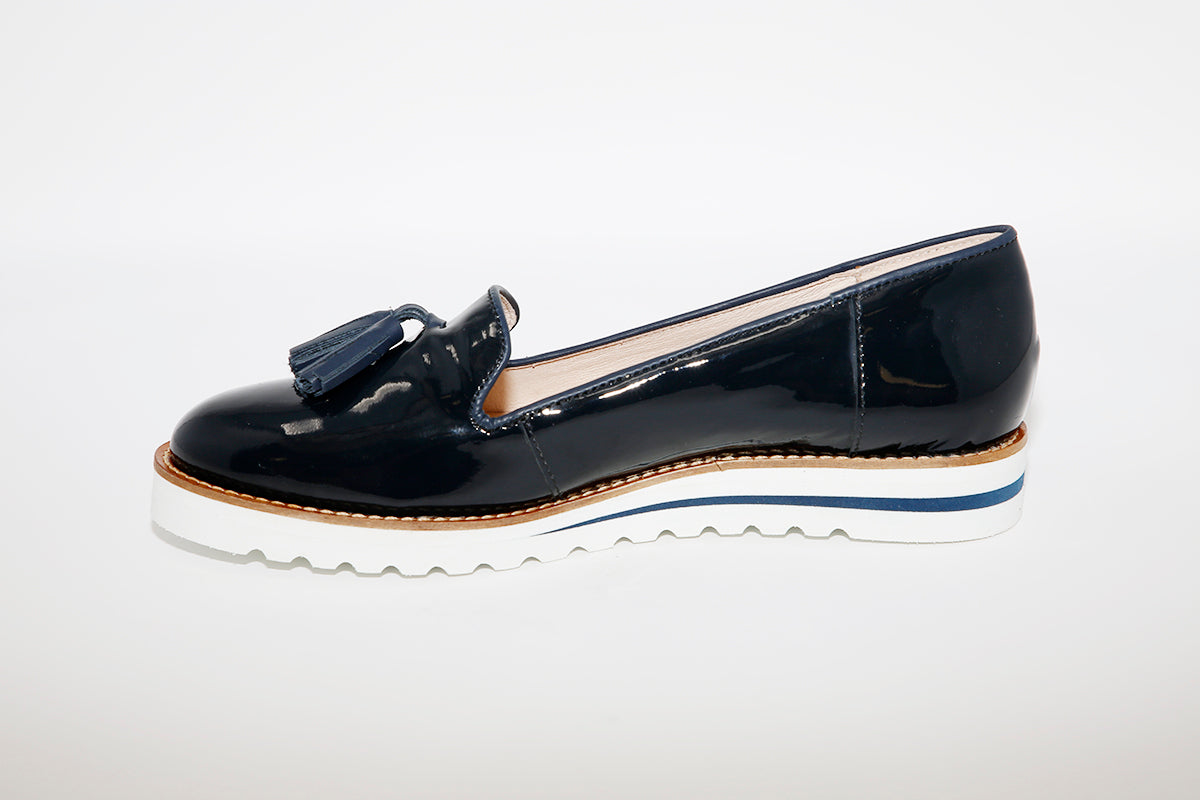 NANO - LOW WEDGE SLIP ON SHOE - NAVY PATENT