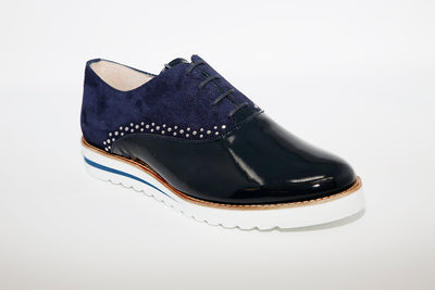 NANO - LOW WEDGE LACED FASHION SHOE - NAVY