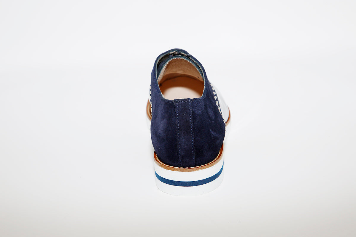 NANO - LOW WEDGE LACED FASHION SHOE - NAVY