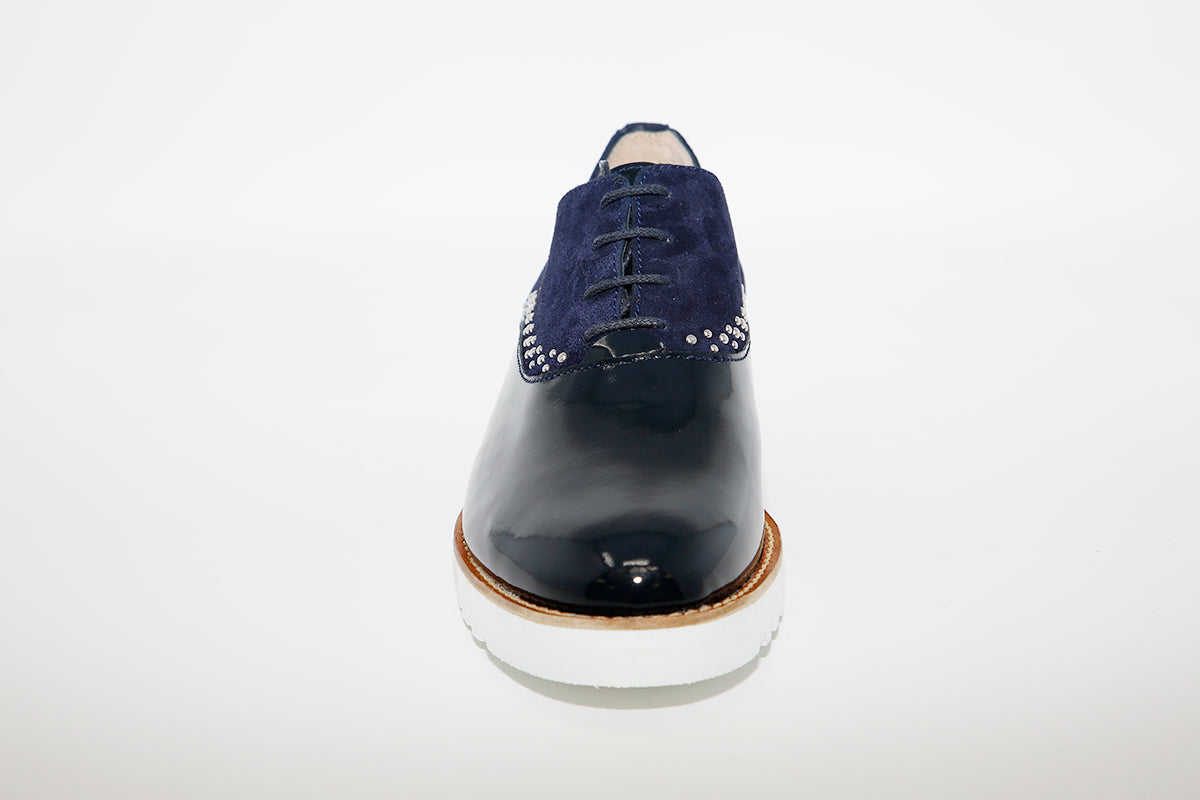 NANO - LOW WEDGE LACED FASHION SHOE - NAVY