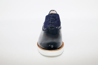 NANO - LOW WEDGE LACED FASHION SHOE - NAVY