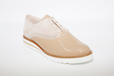 NANO - LOW WEDGE LACED FASHION SHOE - BEIGE