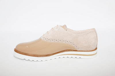 NANO - LOW WEDGE LACED FASHION SHOE - BEIGE