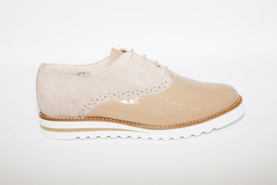 NANO - LOW WEDGE LACED FASHION SHOE - BEIGE