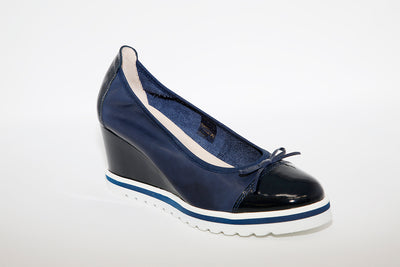 NANO - SLIP ON HIGH WEDGE SHOE - NAVY