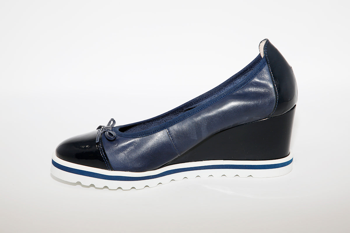 NANO - SLIP ON HIGH WEDGE SHOE - NAVY