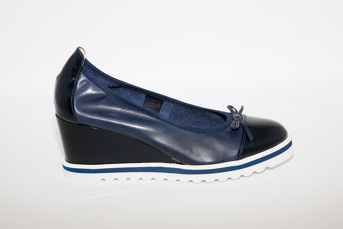 NANO - SLIP ON HIGH WEDGE SHOE - NAVY