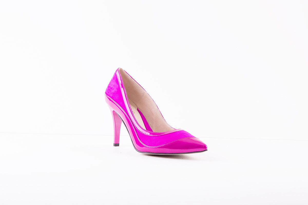 EMIS 7993 154 HIGH HEEL COURT SHOE CERISE PINK PATENT SUEDE Victor Dwyer Ladies Children s Shoes