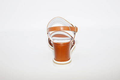 NANO - WEDGE SLING-BACK SANDAL - TAN/WHITE LEATHER
