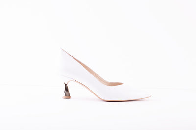 EMIS - 6047/82 MEDIUM HEEL COURT SHOE - PEARL WHITE