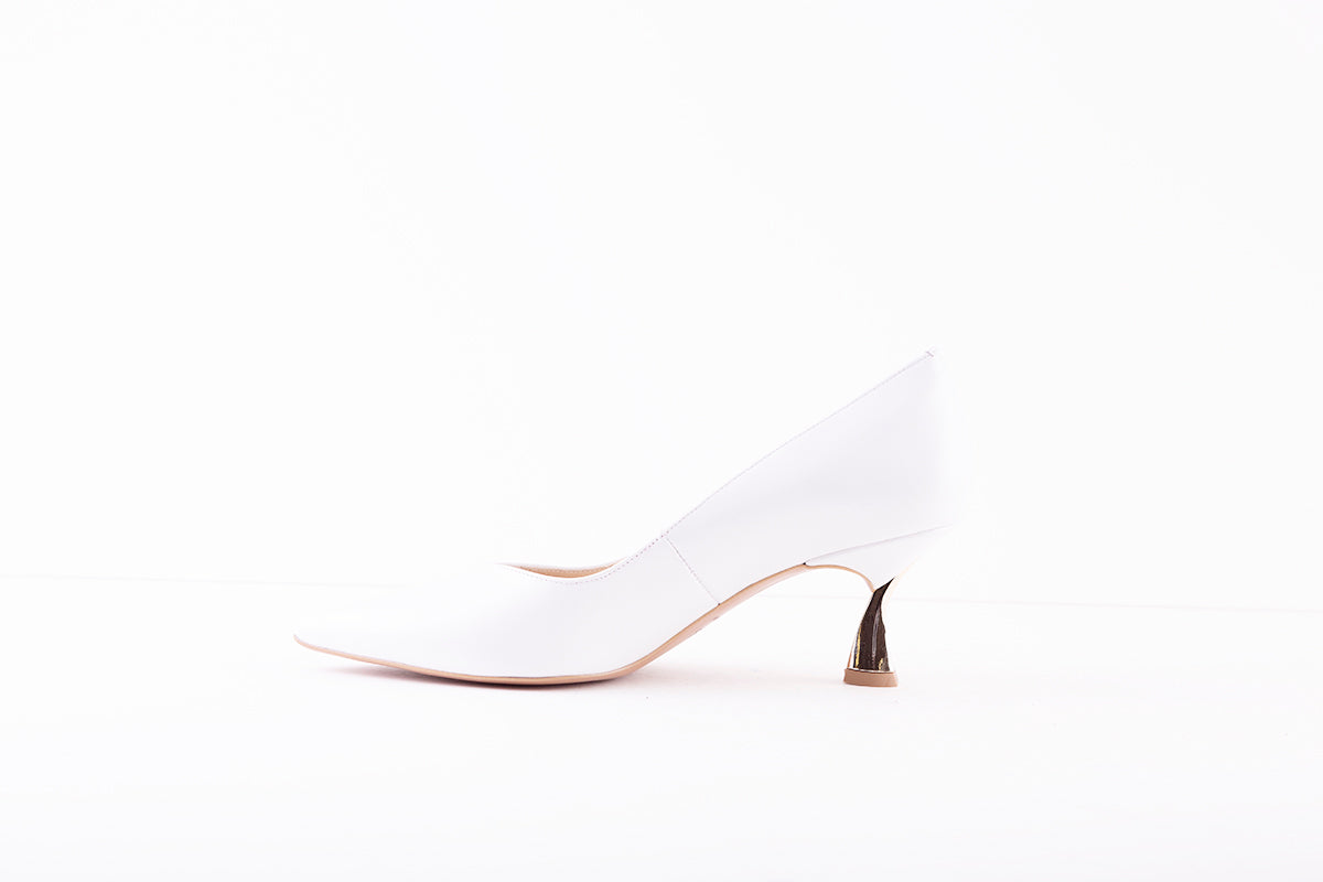 EMIS - 6047/82 MEDIUM HEEL COURT SHOE - PEARL WHITE