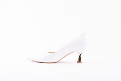EMIS - 6047/82 MEDIUM HEEL COURT SHOE - PEARL WHITE