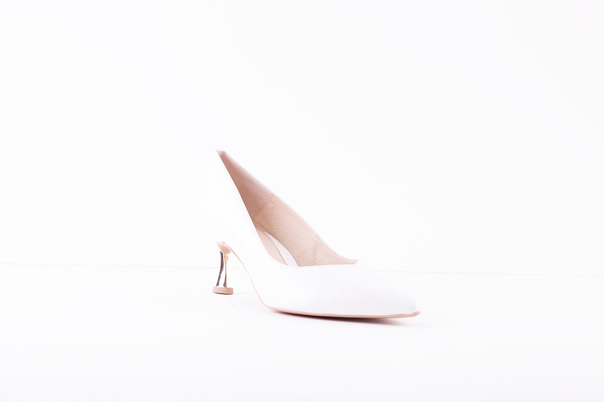 EMIS - 6047/82 MEDIUM HEEL COURT SHOE - PEARL WHITE