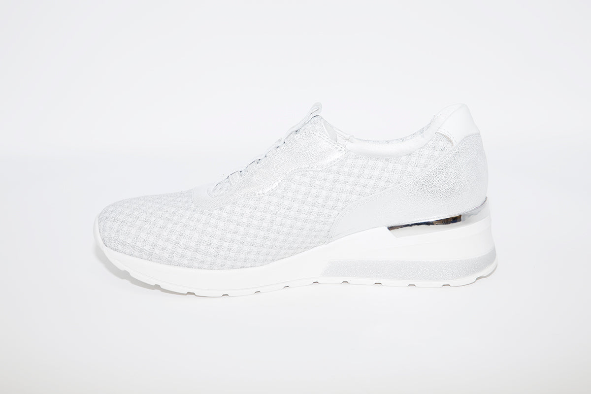 WALDLAUFER - CLARA-WEDGE SLIP-ON SHOE - WHITE/SILVER