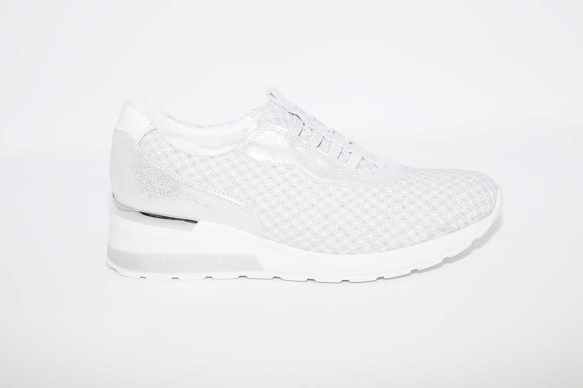 WALDLAUFER - CLARA-WEDGE SLIP-ON SHOE - WHITE/SILVER