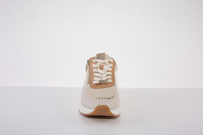 TAMARIS 23732-488  LOW WEDGE  LACED FASHION SHOE - BEIGE