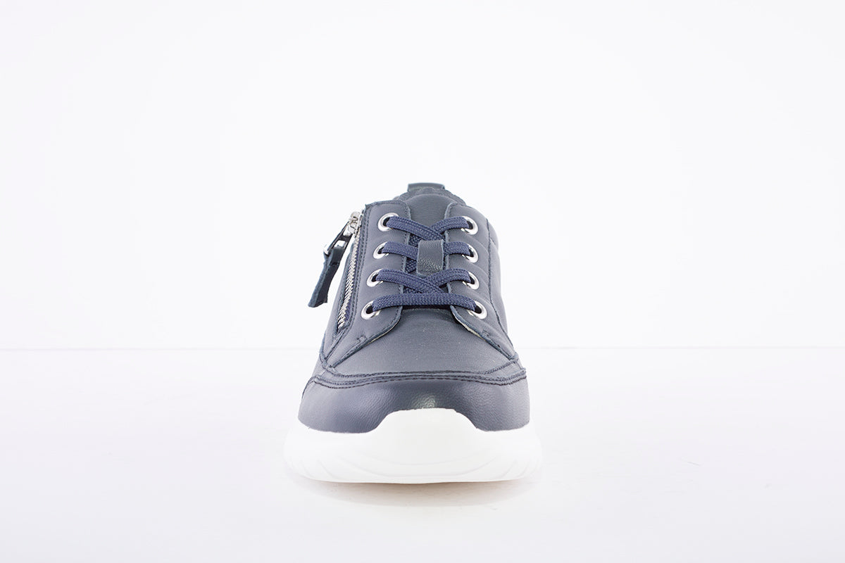 CAPRICE - LACED FASHION TRAINER - NAVY LEATHER