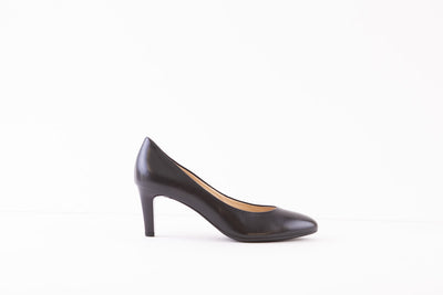HOGL - 0-176000 STUDIO 60-MEDIUM STILETTO HEEL COURT SHOE - BLACK LEATHER