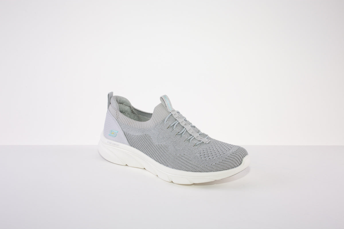 SKECHERS 104335  D'LUX COMFORT-MOC LACE SLIP-ON TRAINER - GREY