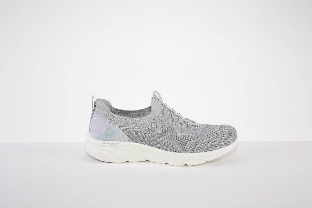 SKECHERS 104335  D'LUX COMFORT-MOC LACE SLIP-ON TRAINER - GREY