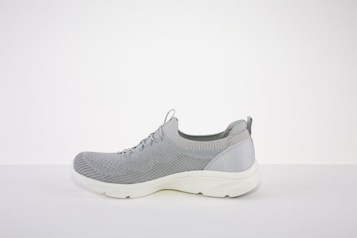 SKECHERS 104335  D'LUX COMFORT-MOC LACE SLIP-ON TRAINER - GREY
