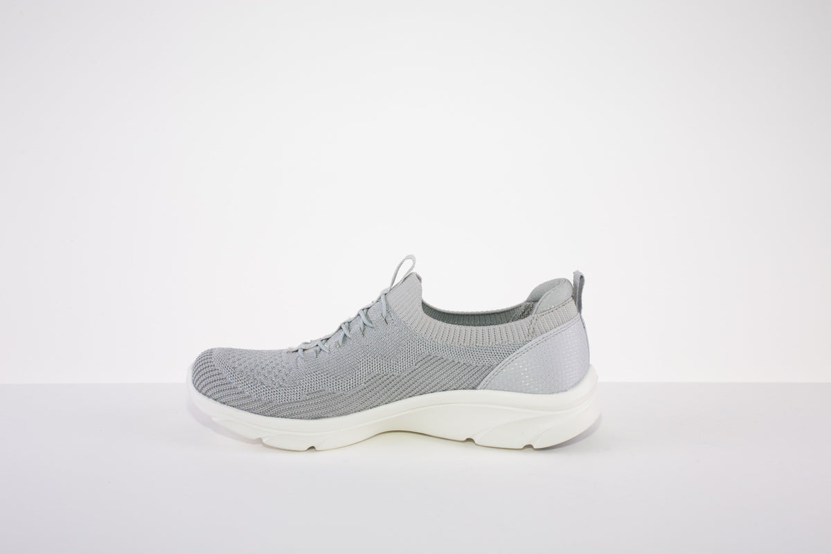 SKECHERS 104335  D'LUX COMFORT-MOC LACE SLIP-ON TRAINER - GREY
