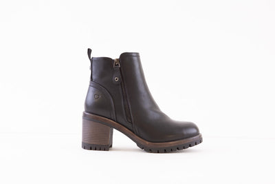 HEAVENLY FEET - KERI CHUNKY MEDIUM HEEL ANKLE BOOT - BLACK
