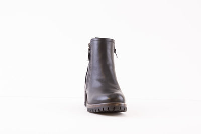 HEAVENLY FEET - KERI CHUNKY MEDIUM HEEL ANKLE BOOT - BLACK