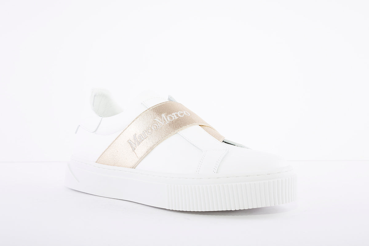 MARCO MOREO - Slip On Band Trainer - White/Gold