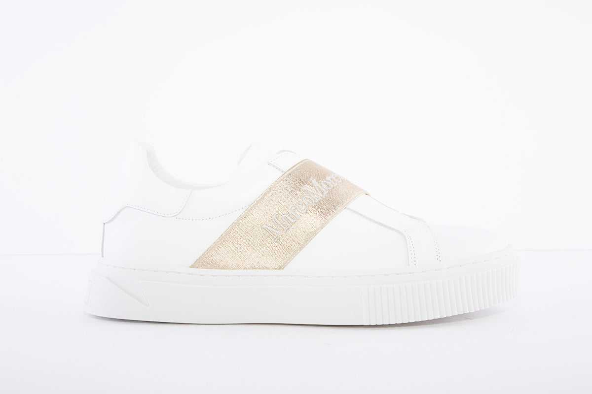 MARCO MOREO - Slip On Band Trainer - White/Gold