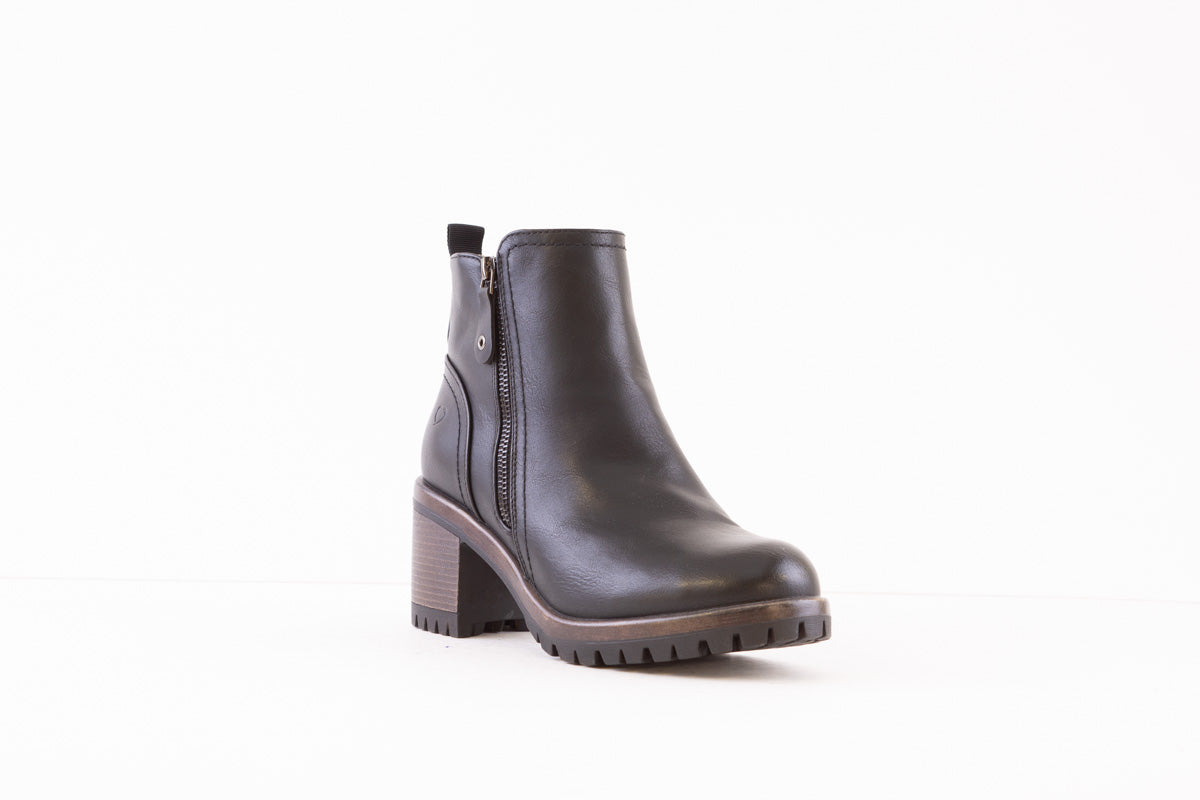 HEAVENLY FEET - KERI CHUNKY MEDIUM HEEL ANKLE BOOT - BLACK