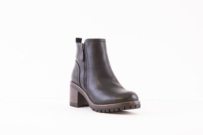 HEAVENLY FEET - KERI CHUNKY MEDIUM HEEL ANKLE BOOT - BLACK