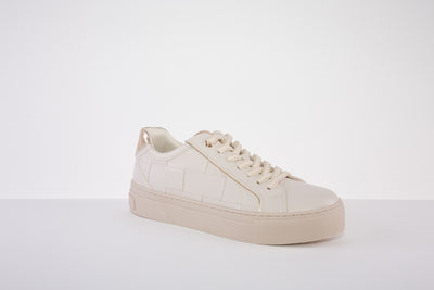 MARCO TOZZI 23702-402 LACED FASHION SHOE  - CREAM/GOLD