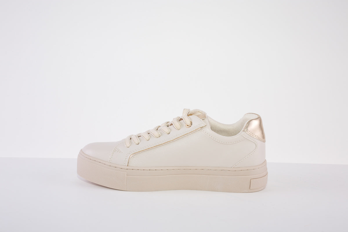 MARCO TOZZI 23702-402 LACED FASHION SHOE  - CREAM/GOLD