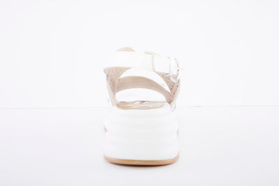 MARCO MOREO - Wedge Strap Studded Sandal - White/Silver