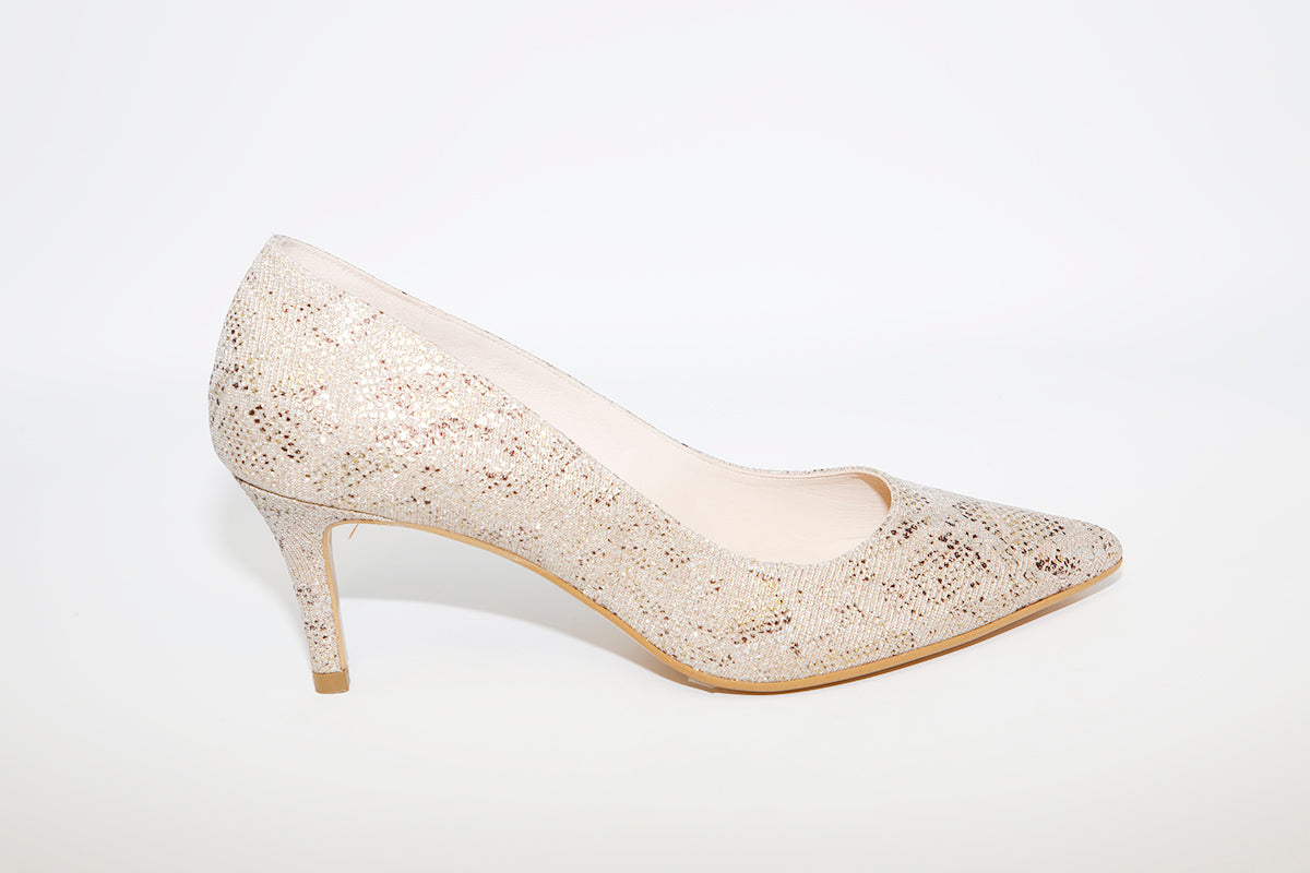 LODI - Mavi Gold Print Heel Court Shoe