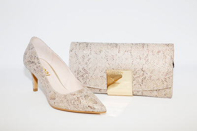LODI - Mavi Gold Print Heel Court Shoe