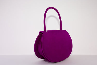 MARIAN SMALL HANDLE HALF CIRCLE SHAPED BAG - PINK SUEDE