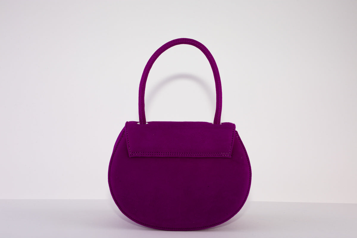 MARIAN SMALL HANDLE HALF CIRCLE SHAPED BAG - PINK SUEDE