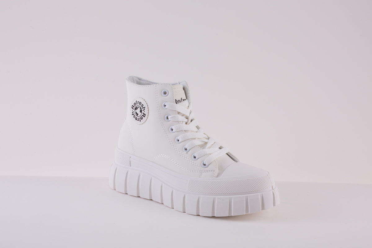 REFRESH - 170114 CHUNKY LACED ANKLE BOOT - WHITE