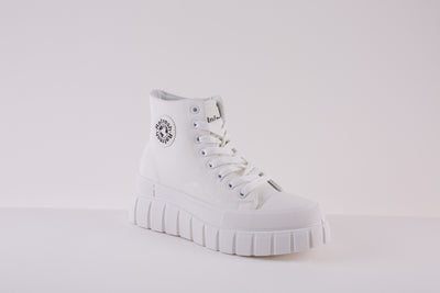 REFRESH - 170114 CHUNKY LACED ANKLE BOOT - WHITE