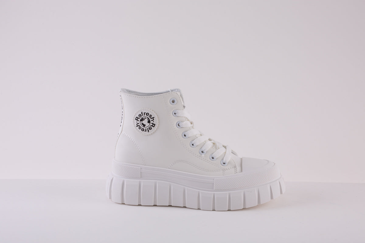 REFRESH - 170114 CHUNKY LACED ANKLE BOOT - WHITE