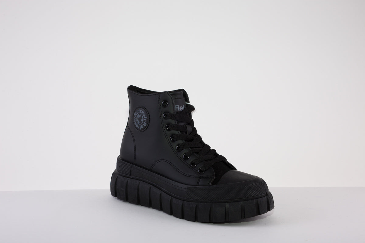 REFRESH 170114 CHUNKY LACED ANKLE BOOT - BLACK
