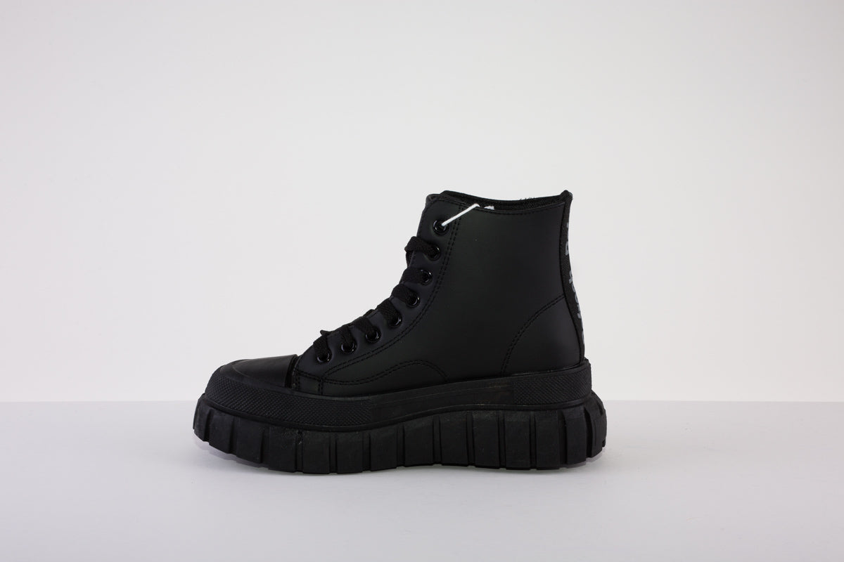 REFRESH 170114 CHUNKY LACED ANKLE BOOT - BLACK