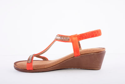 LUNAR - JLH072 Tabitha Wedged 'T' Bar Sandal Orange