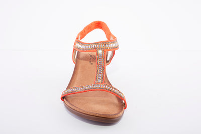 LUNAR - JLH072 Tabitha Wedged 'T' Bar Sandal Orange