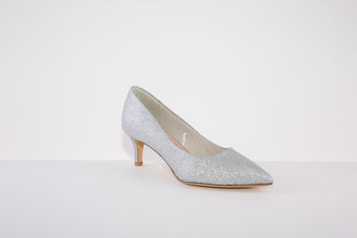 TAMRIS 22414-919 GLITZ  KITTEN HEEL COURT SHOE - SILVER