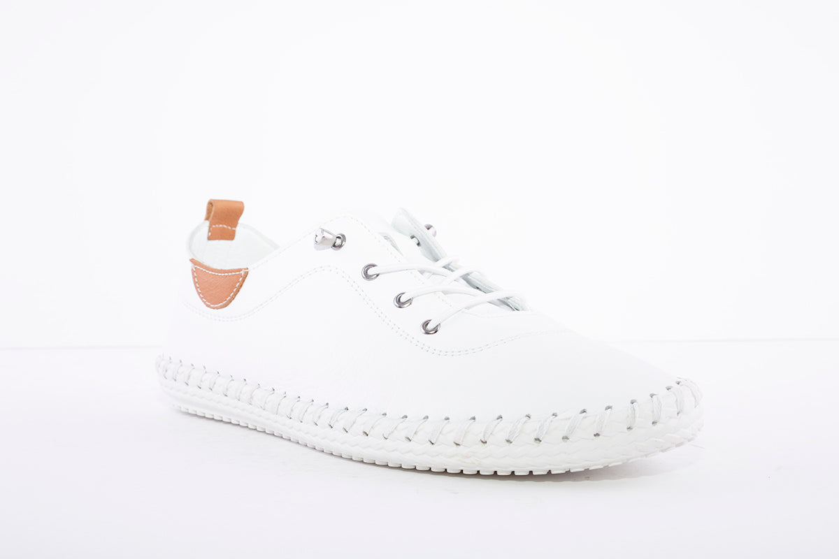 ST IVES-LDS LACED SHOE - WHITE